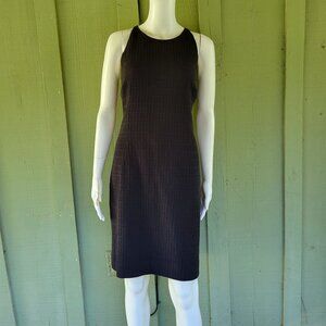 ETCETERA Black Textured Sheath Dress 12 Cotton